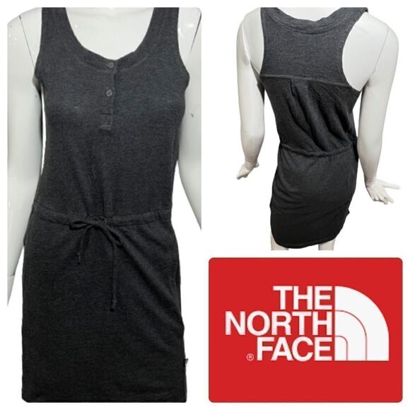 The North Face 100% Cotton Charcoal Gray Drawstring Waist dress -- S‎ - Picture 1 of 12